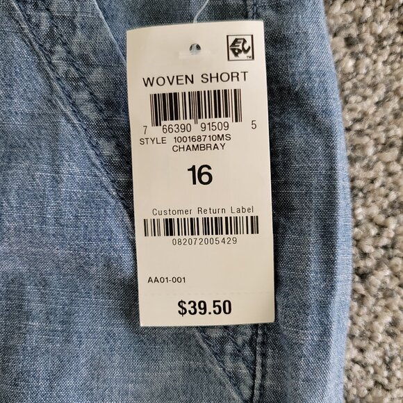 ***Karen Scott Women's Relaxed Fit Cotton Utility Pocket Shorts 16 Chambray*** - Picture 6 of 11